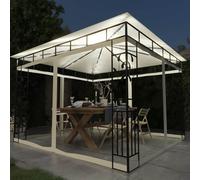 vidaXL Cenador con mosquitera y tira de luces LED crema 3x3x2,73m