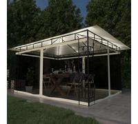 vidaXL Cenador con mosquitera y tira de luces LED lateral Crema 4x3x2,73 m 180 g/m²