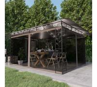 vidaXL Cenador con Mosquitera Tira Luces 4x3x2,73m 180 g/m² Parasol Color Taupé, Antracita, Crema y mas