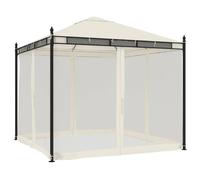 vidaXL Cenador con paredes de malla acero crema 2,93x2,93 m