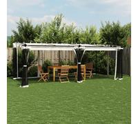 vidaXL Cenador con paredes de malla acero crema 6x3 m