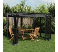 vidaXL Cenador con paredes de malla acero gris antracita 3x3 m
