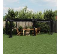 vidaXL Cenador con paredes de malla acero gris antracita 6x3 m