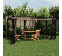 vidaXL Cenador con paredes de malla acero taupe 4x3 m
