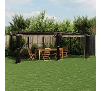 vidaXL Cenador con paredes de malla acero taupe 6x3 m