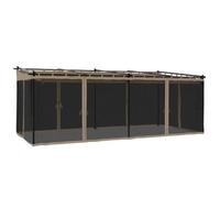 vidaXL Cenador con paredes de malla acero taupe 6x3 m
