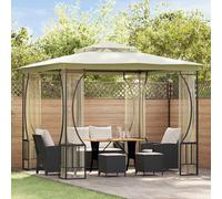 vidaXL Cenador con redes color crema 300x300x265 cm
