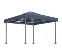 vidaXL Cenador con Tira de Luces Aluminio 300x300 cm Pérgola Parasol Color Antracita, Crema, y mas