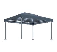 vidaXL Cenador con Tira de Luces Aluminio 400x300 cm Pérgola Parasol Color Antracita, Crema, y mas