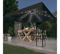 Cenador Con Tira De Luces Led 3x3 M Gris Antracita Vidaxl
