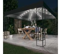 vidaXL Cenador con Tira de Luces 3x3 m Tela Pérgola Parasol Carpa Color Crema, Antracita, y mas