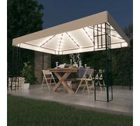 vidaXL Cenador con Tira de Luces 3x4 m Pérgola Parasol Carpa Jardín Color Crema, Antracita, y mas