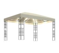 vidaXL Cenador con Tira de Luces 3x4 m Pérgola Parasol Carpa Jardín Color Crema, Antracita, y mas