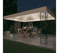 vidaXL Cenador con Tira de Luces 3x4 m Tela Pérgola Parasol Carpa Color Crema, Antracita, y mas