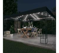 vidaXL Cenador con tira de luces LED 3x4 m tela gris antracita