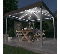 vidaXL Cenador con tira de luces LED aluminio antracita 300x300 cm