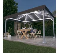 vidaXL Cenador con tira de luces LED aluminio antracita 400x300 cm