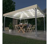 vidaXL Cenador con tira de luces LED aluminio crema 400x300 cm