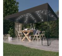 vidaXL Cenador con tira de luces LED gris antracita 3x4 m
