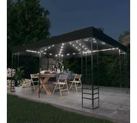 vidaXL Cenador con tira de luces LED gris antracita 3x4 m