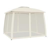 Cenador De Doble Techo Paredes De Malla Acero Crema 2,93x2,93 M Vidaxl