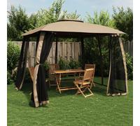 vidaXL Cenador de doble techo paredes de malla acero taupe 2,93x2,93 m