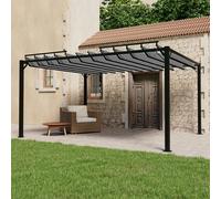 vidaXL Cenador con techo de lamas – tela crema y aluminio – 3x4 m