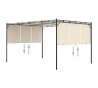 vidaXL Cenador de jardín con cortina lateral color crema 4x3x2,25 m Crema 4 x 3 x 2.25 m