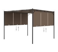 vidaXL Pérgola Amapola con techo corredizo y cortina lateral gris taupe 3x3x2,25/4x3x2,25 m