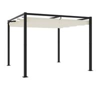 vidaXL Cenador de jardín con techo retráctil acero crema 3x3 m