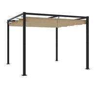 vidaXL Cenador de jardín con techo retráctil acero topo 3x3 m
