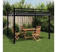 vidaXL Cenador de jardín con techo retráctil aluminio antracita 3x3 m