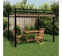 vidaXL Cenador de jardín con techo retráctil taupe 3x3 m