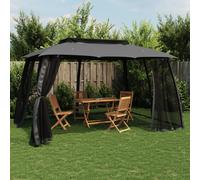 vidaXL Cenador doble techo paredes malla acero antracita 3,93x2,93 m