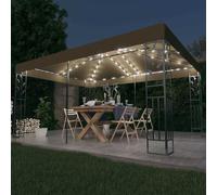 vidaXL Cenador con Doble Techo y Tira de Luces 3x4 m Parasol Color Taupé, Antracita, Blanco y mas