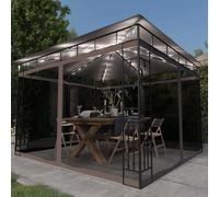 vidaXL Cenador mosquitera y tira de luz LED taupé 3x3x2,73m 180 g/m²
