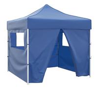 vidaXL Tienda de fiesta plegable para jardín, 4 paredes, acero, poliéster, azul