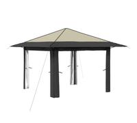vidaXL Cenador sin pared lateral de 3,3 x 3,3 m, color crema y antracita, cenador ajustable, toldo resistente a la intemperie, estructura portátil para exteriores, sombra para eventos de jardín