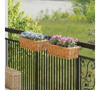 vidaXL Cesta Colgante para Plantas GENDT 2 uds. Madera Natural