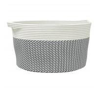 vidaXL Cesta de almacenaje algodón Ø40x25 cm Gris y blanco