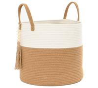 vidaXL Cesta de almacenaje algodón Ø40x35 cm Marrón y blanco