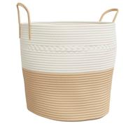 vidaXL Cesta de almacenaje algodón Ø43x38 cm Beige y blanco