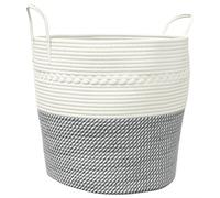 vidaXL Cesta de almacenaje algodón Ø43x38 cm Gris y blanco