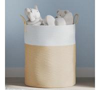 vidaXL Cesta de almacenaje algodón beige y blanco Ø38x46 cm