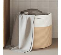vidaXL Cesta de almacenaje algodón beige y blanco Ø40x35 cm