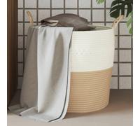 vidaXL Cesta de almacenaje algodón beige y blanco Ø43x38 cm