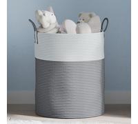vidaXL Cesta de almacenaje algodón gris y blanco Ø38x46 cm