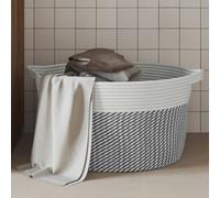 vidaXL Cesta de almacenaje algodón gris y blanco Ø40x25 cm