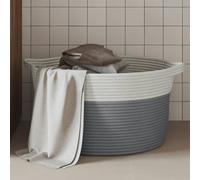 vidaXL Cesta de almacenaje algodón gris y blanco Ø40x25 cm