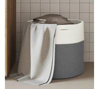 vidaXL Cesta de almacenaje algodón gris y blanco Ø40x35 cm